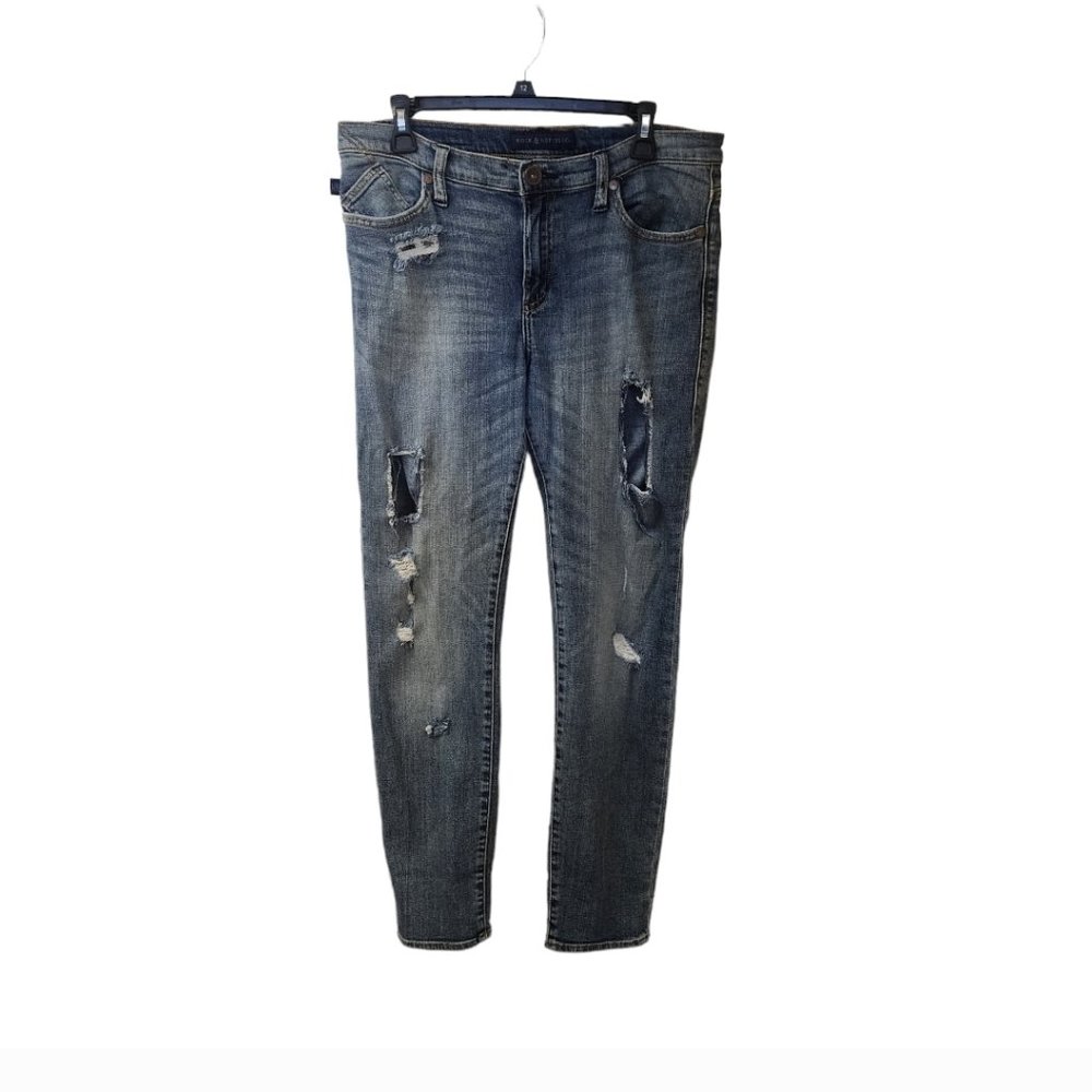Rock and Republic Distressed Thrashed Holey Jeanes Size 14 Mid Rise